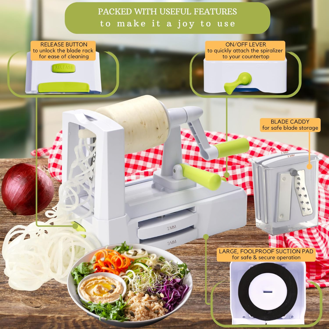SpiralSlice – Spiraliseur Légumes Robuste 5 Pièces