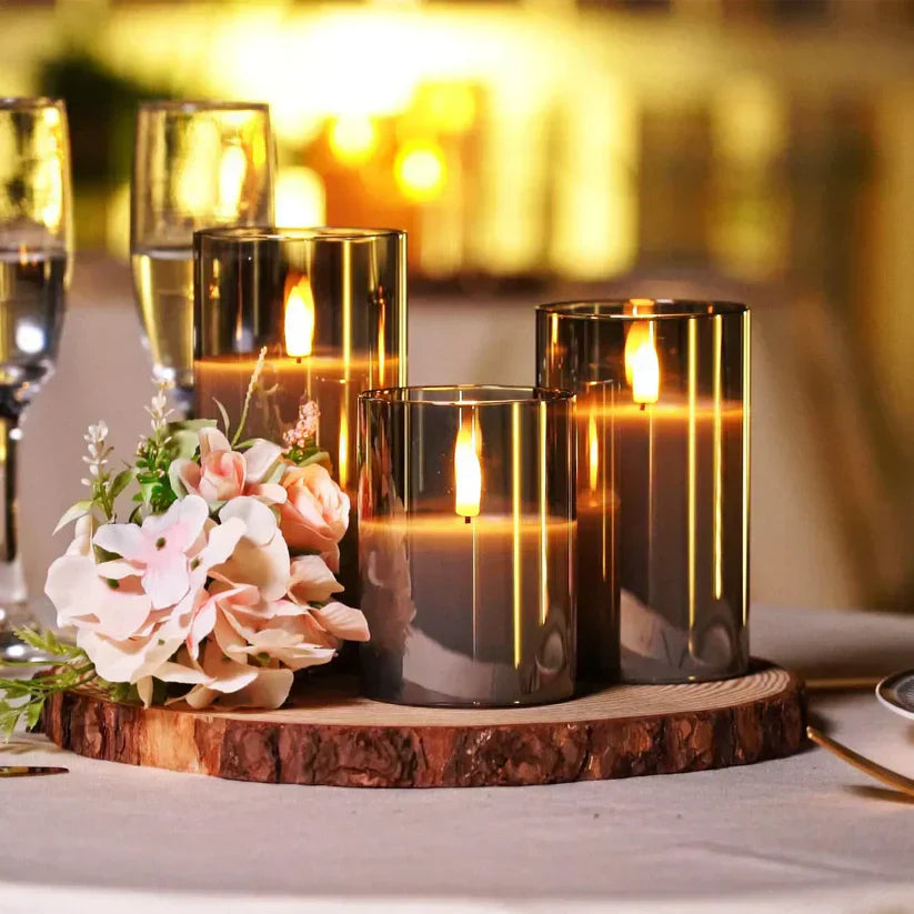 Yulwick - Rechargeable Cordless LED Candles, Set of 3