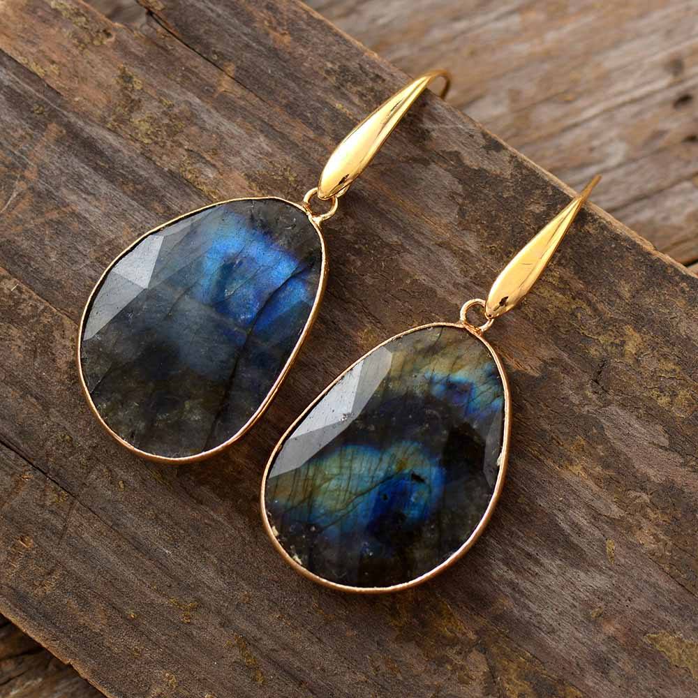 Labradorite Dream - Natural Stone Drop Earrings