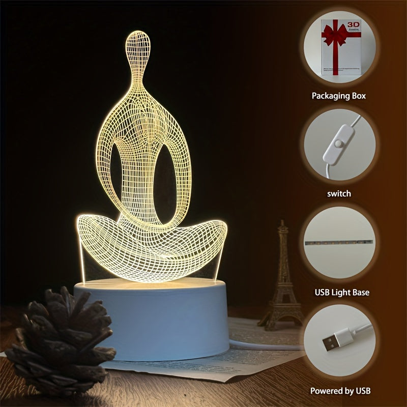 ZenLight - Modern 3D Yoga-Inspired Bedside Lamp