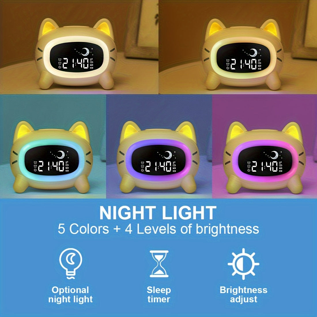 Kumora - Alarm Clock with Colorful Night Light and White Noise