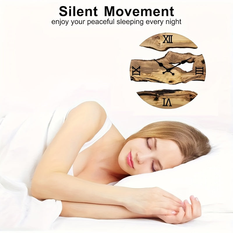 RustiqueClock - Round Wall Clock with Wood Effect and Silent Mechanism