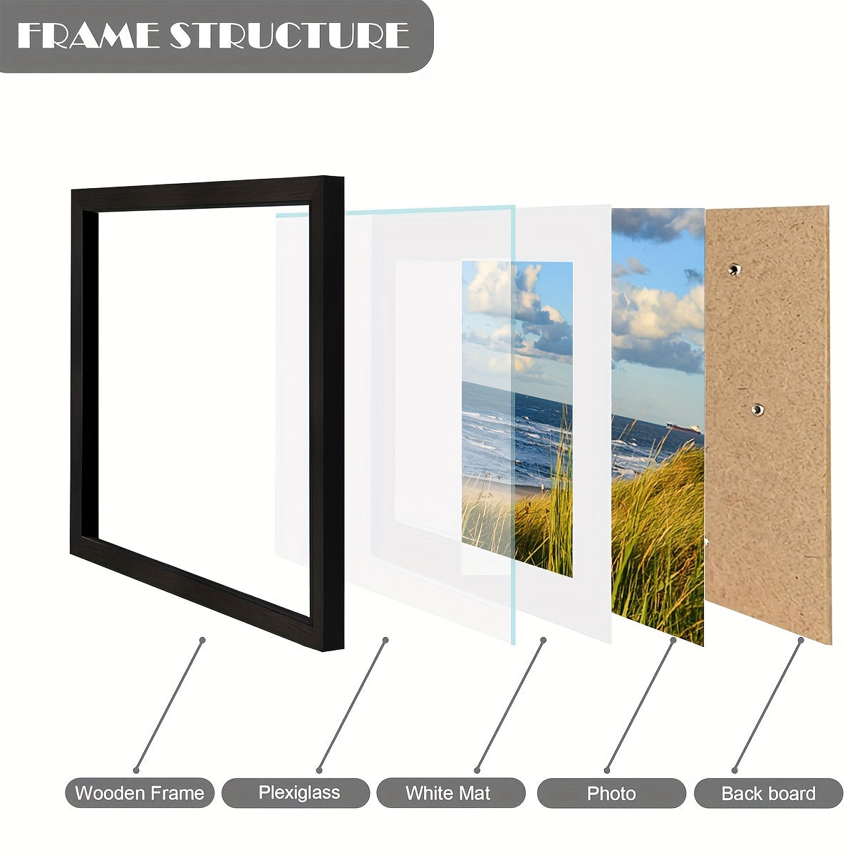 FotoFrame - Set of 3 Square Wooden Photo Frames
