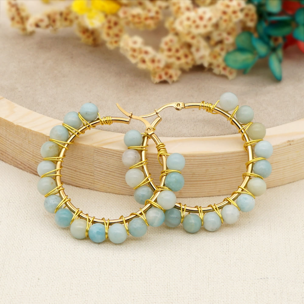 Sanne - Grandes créoles boho en cristaux naturels