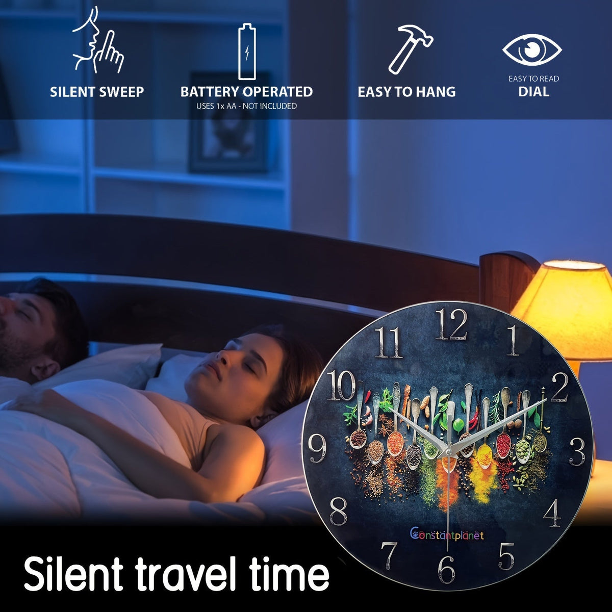 SpiceTime Clock - Silent Wall Clock with Aromatic Herb Design