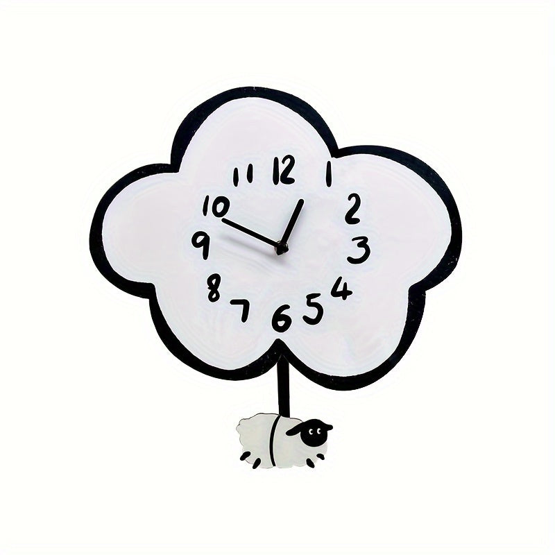 CloudSwing Clock - Sheep on a Swing Wall Clock