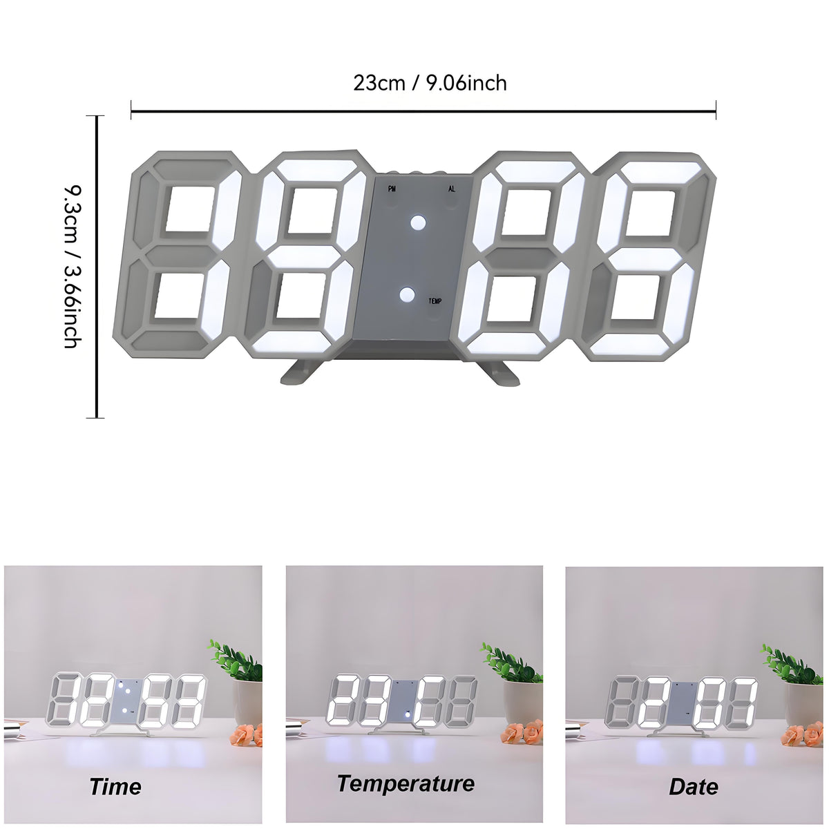 DigiTime Clock - 3D LED Clock with Calendar and Temperature Display