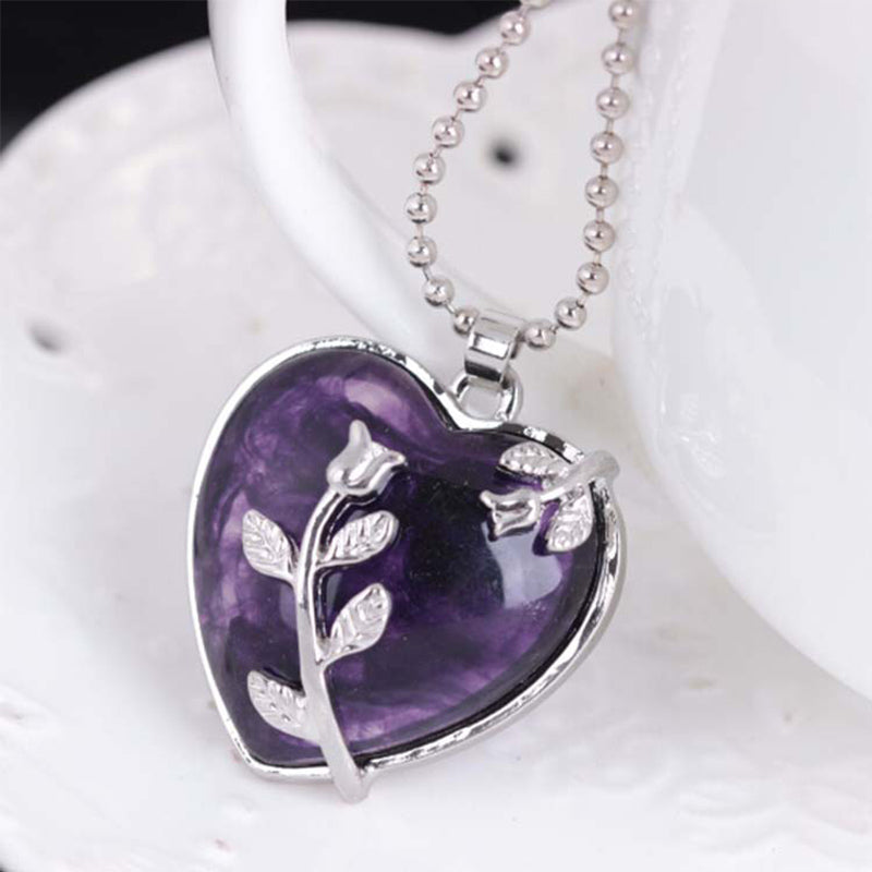 Amara - Collier pendentif cœur en quartz rose