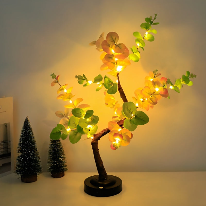 EucalyptusGlow Tree - Decorative LED Bonsai Lamp with Flexible Branches