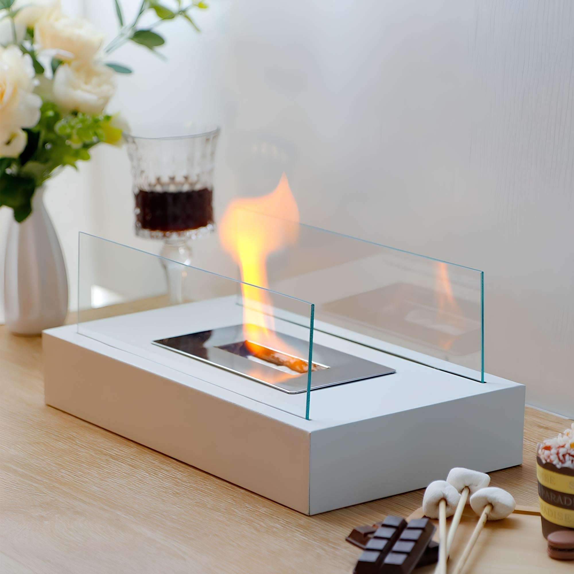FireGlow - Cheminée de Table au Bioéthanol pour Intérieur et Extérieur