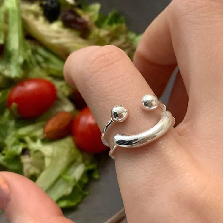 Mila - Bague smiley réglable, fantaisie et bonne humeur