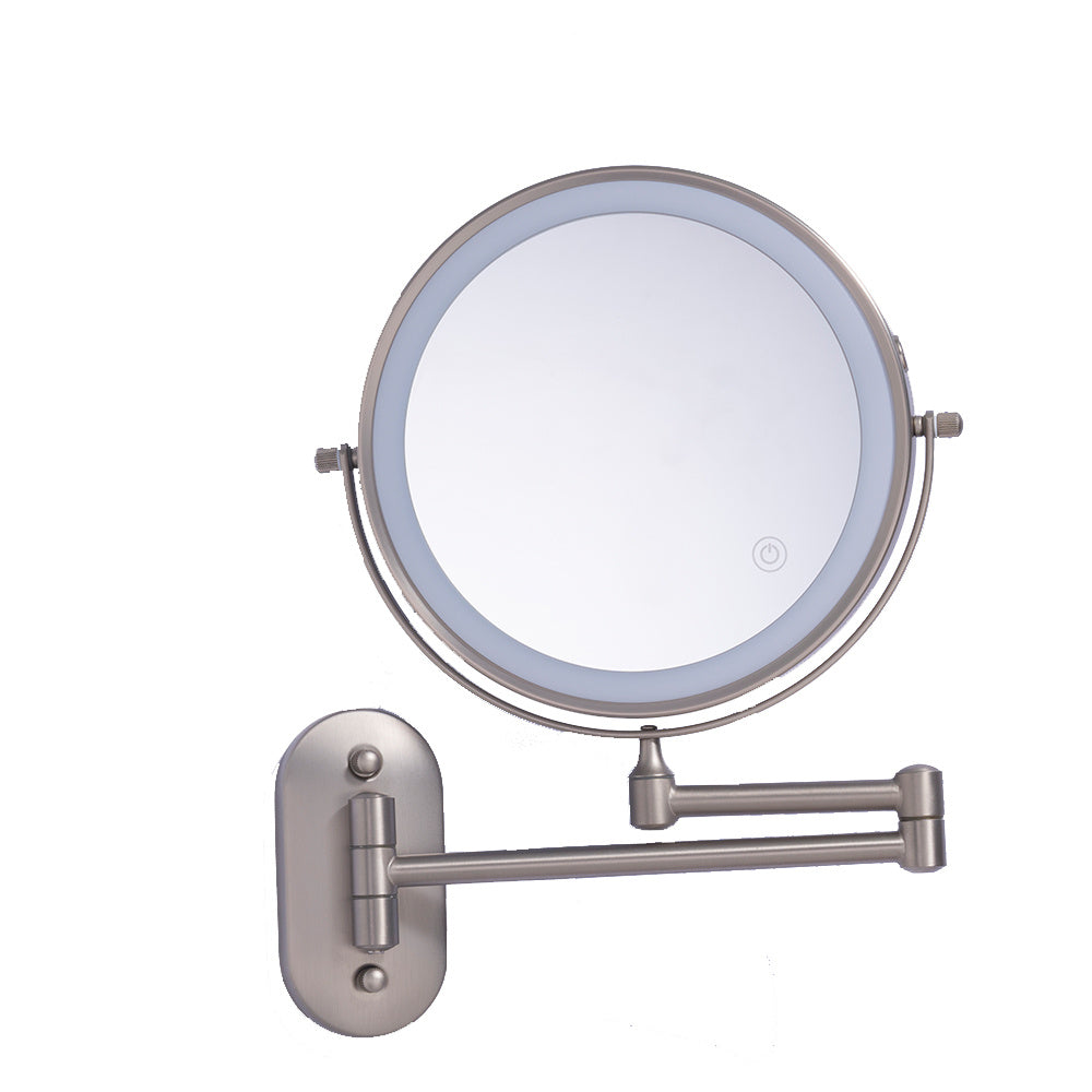 GlamGlow - LED Wall Mirror with Magnifying Lens and USB Charging