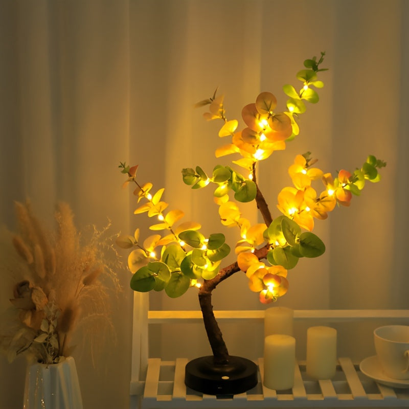 EucalyptusGlow Tree - Decorative LED Bonsai Lamp with Flexible Branches