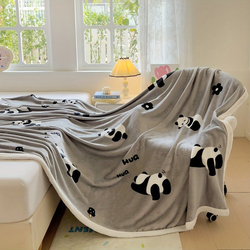 PandaSnuggle - Cozy Panda Print Fleece Flannel Blanket
