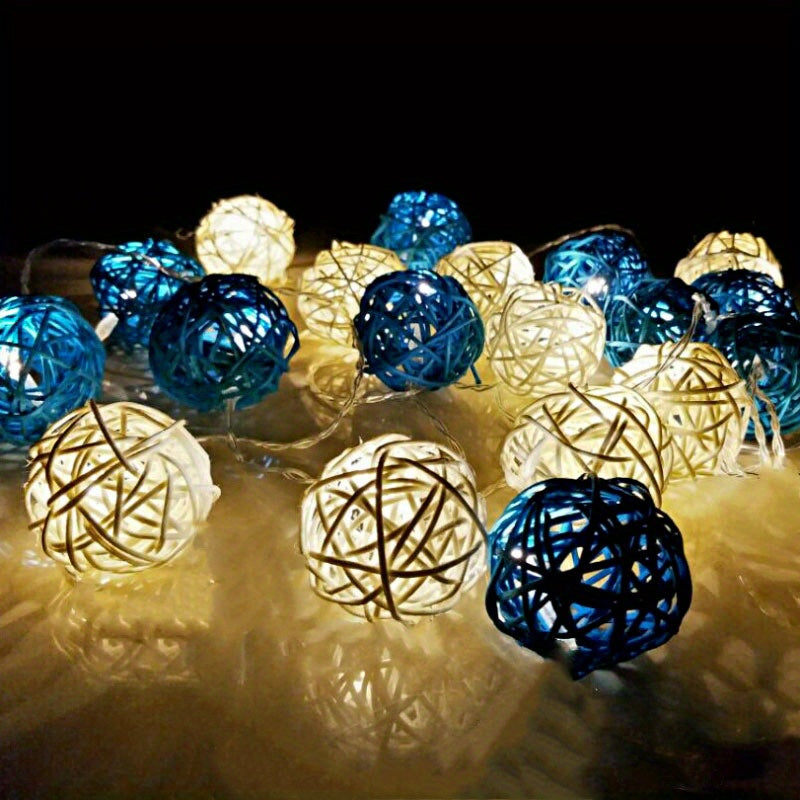 LuxAura - 2m Rattan Fairy Light String with 20 LEDs