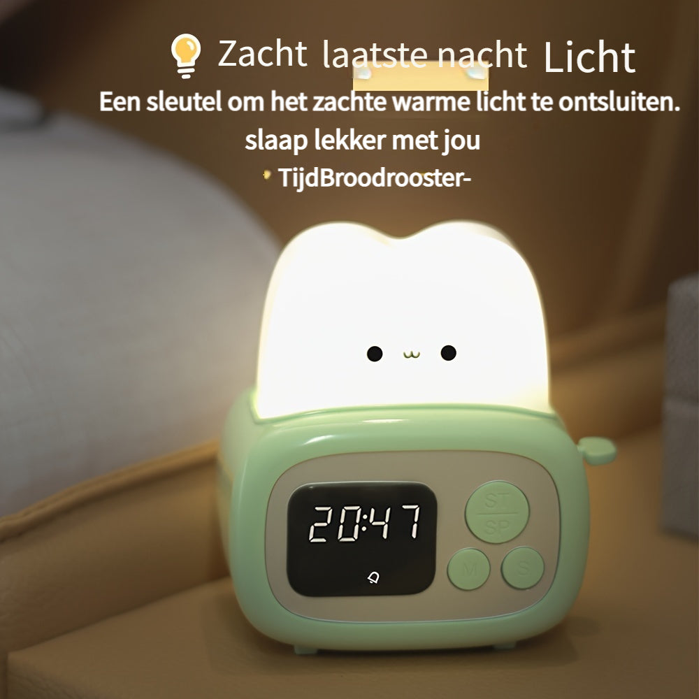 GlowBake Clock - Rechargeable LED Alarm Clock with Bread Design