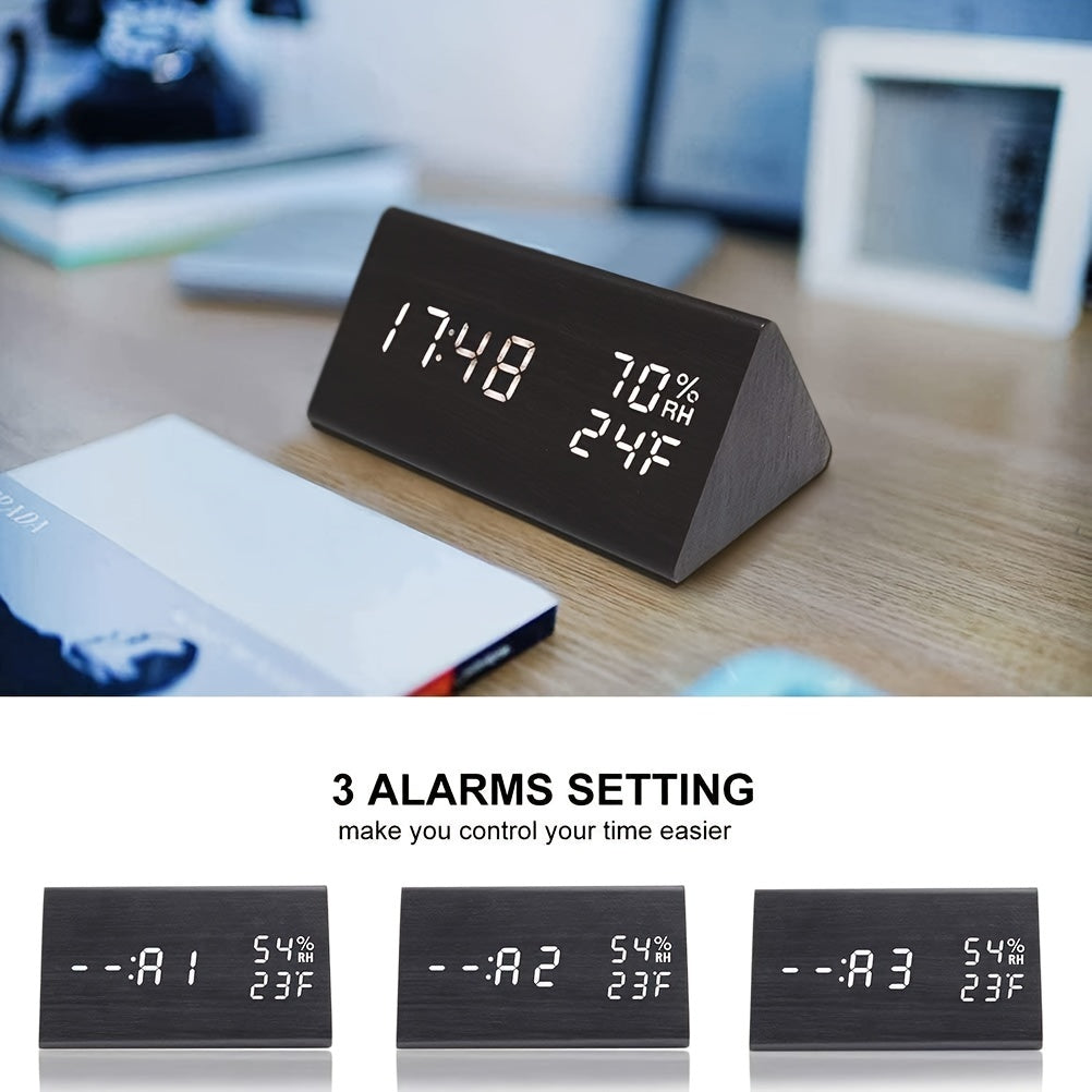 NatureClock - Wooden Alarm Clock with Temperature and Humidity Display
