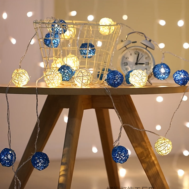 LuxAura - 2m Rattan Fairy Light String with 20 LEDs