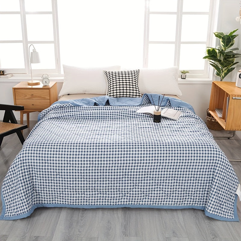 TwillCrest - Preppy Checkered Summer Bedspread, Lightweight and Breathable