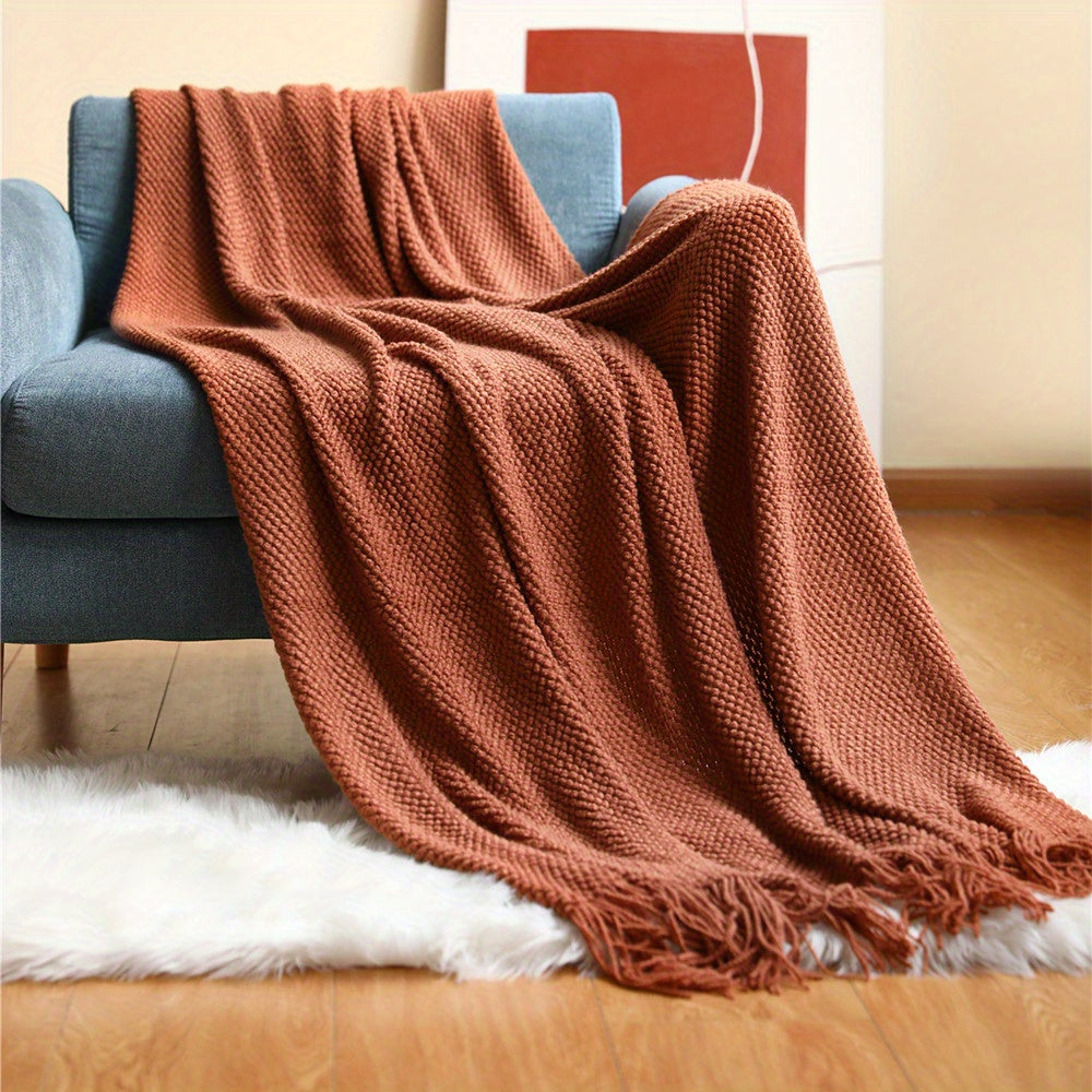 CozyWeave - Knitted Pompom Throw Blanket