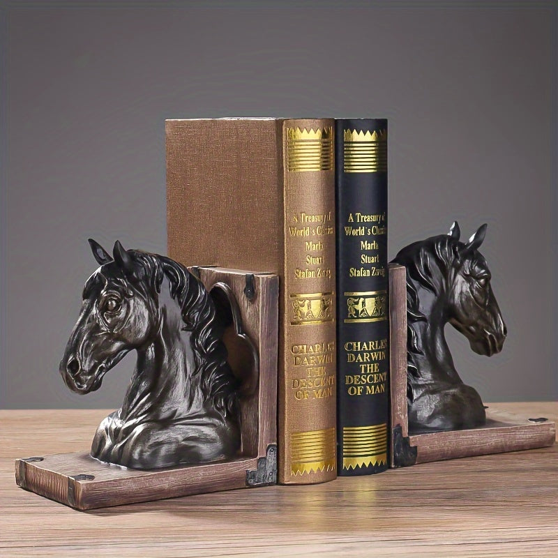 Equestrian Elegance - Horse Head Resin Bookends
