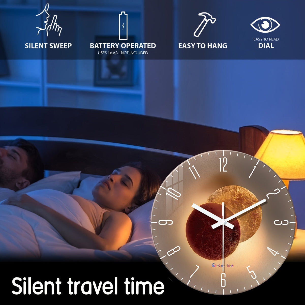 CosmicLight Clock - Planet-Pattern Wall Clock
