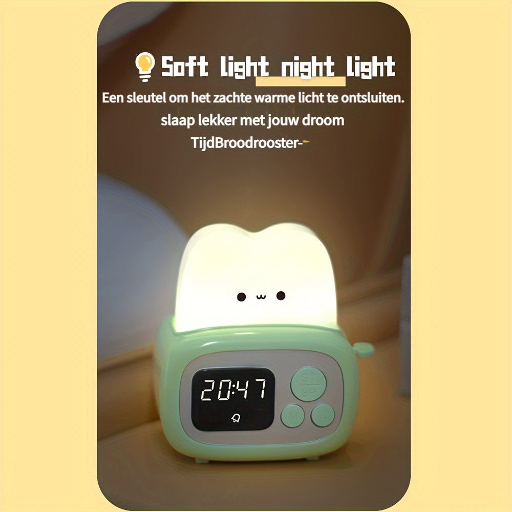 GlowBake Clock - Rechargeable LED Alarm Clock with Bread Design