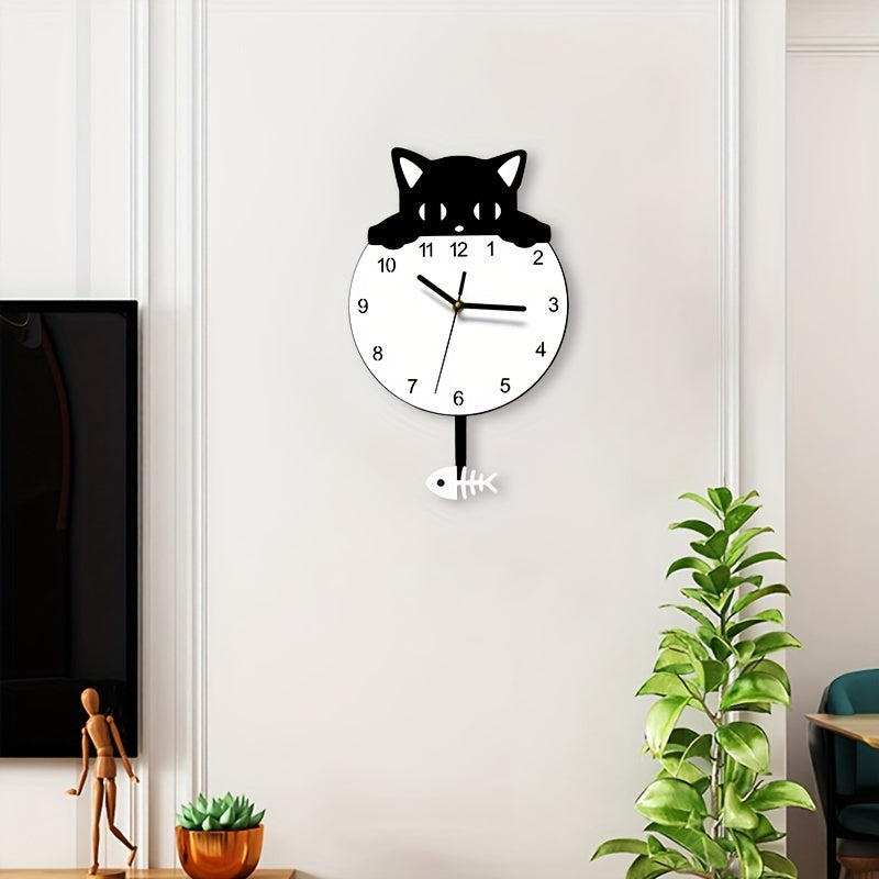 SwingCat Clock - Cartoon Cat Wall Clock