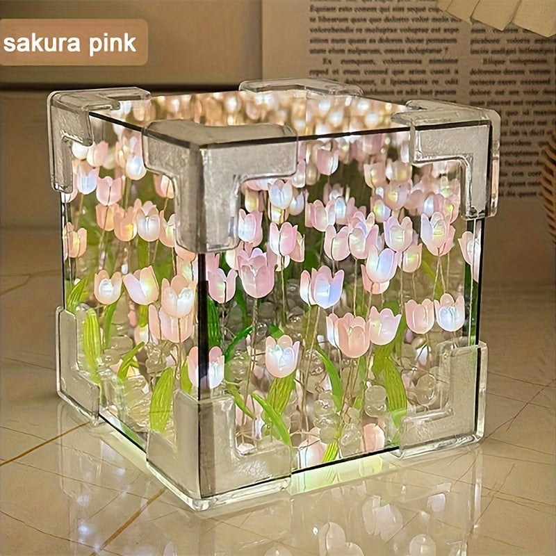 Gentlebloom - Elegant LED Tulip Night Light with Mirror