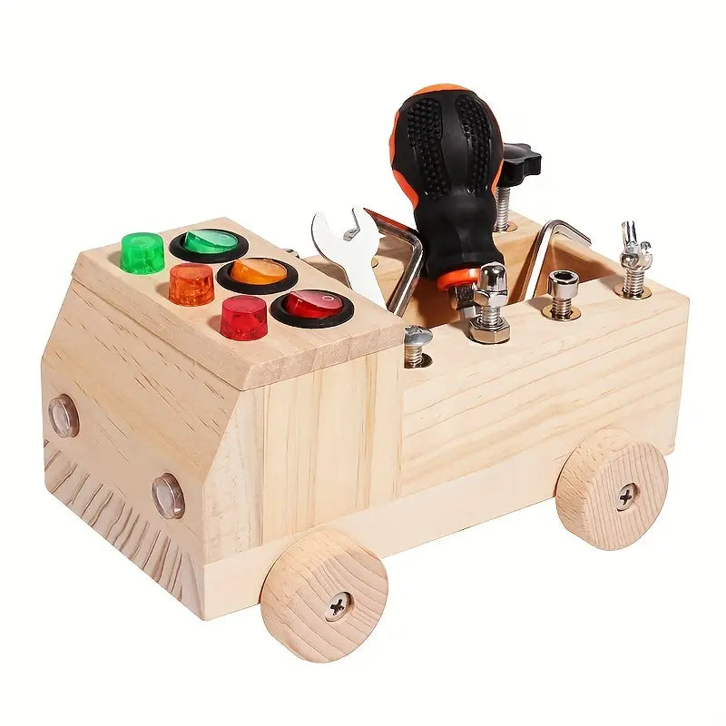 ToggleWood - Montessori Activity Board for Learning and Play with LED Lights