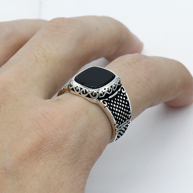 Max - Bague onyx noir et argent pour homme