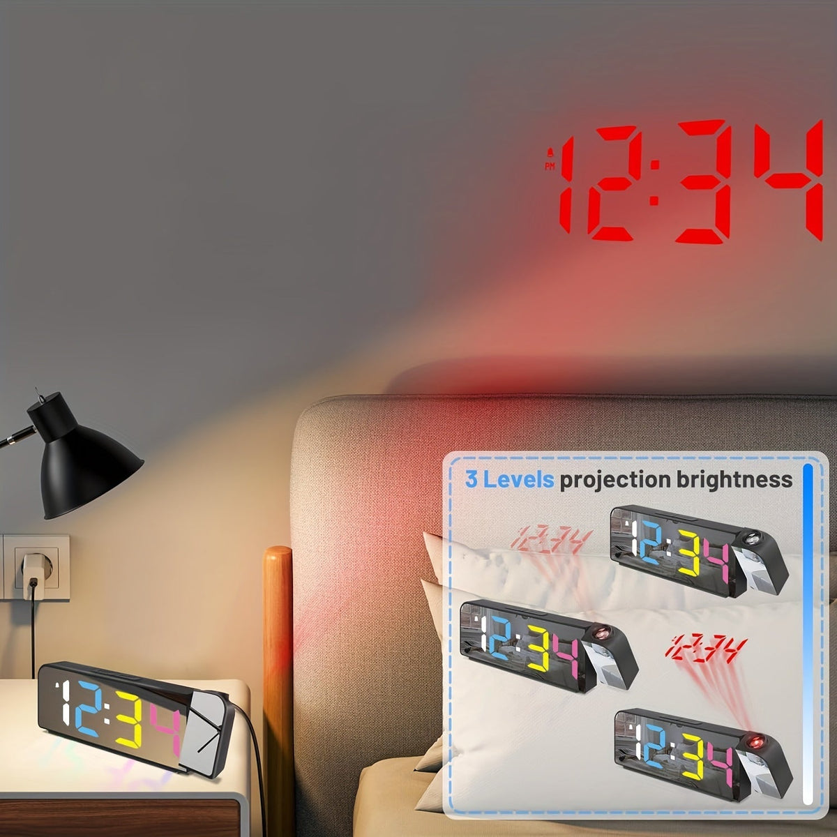 ProjectTime - LED Projection Digital Alarm Clock with Mirror Screen