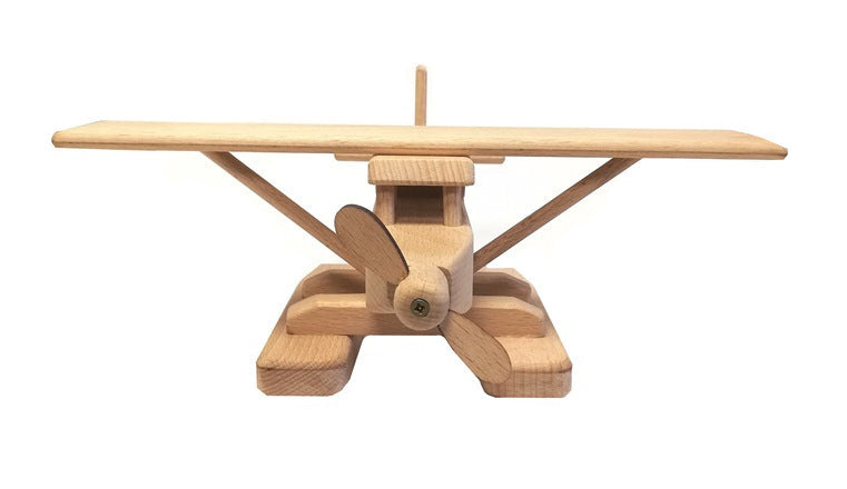 WoodFlyer - Wooden Seaplane Toy with Spinning Rotor