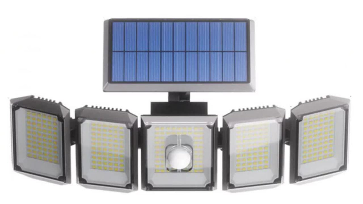 SolarGuard Pro - 5-Head Solar LED Security Floodlight with Motion Sensor
