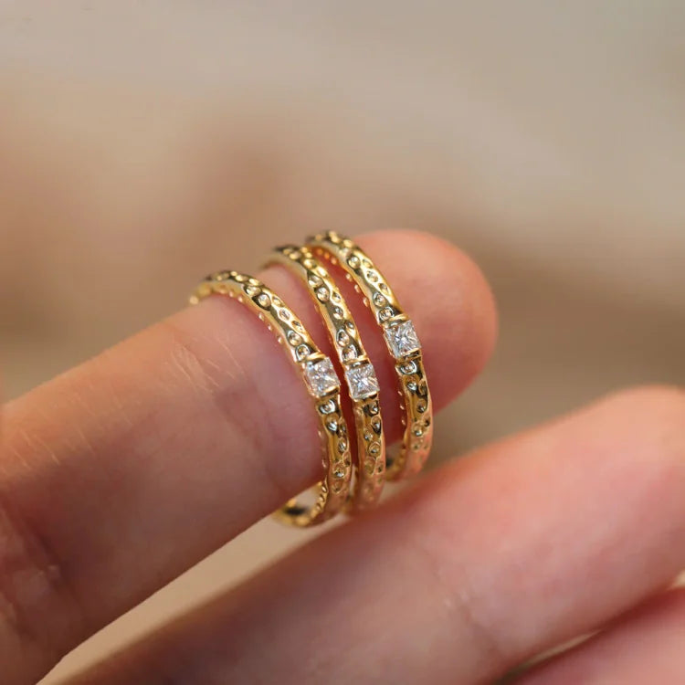 Aurora - Bague en argent sterling plaqué or avec zircone