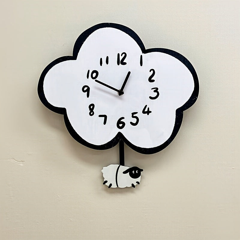 CloudSwing Clock - Sheep on a Swing Wall Clock