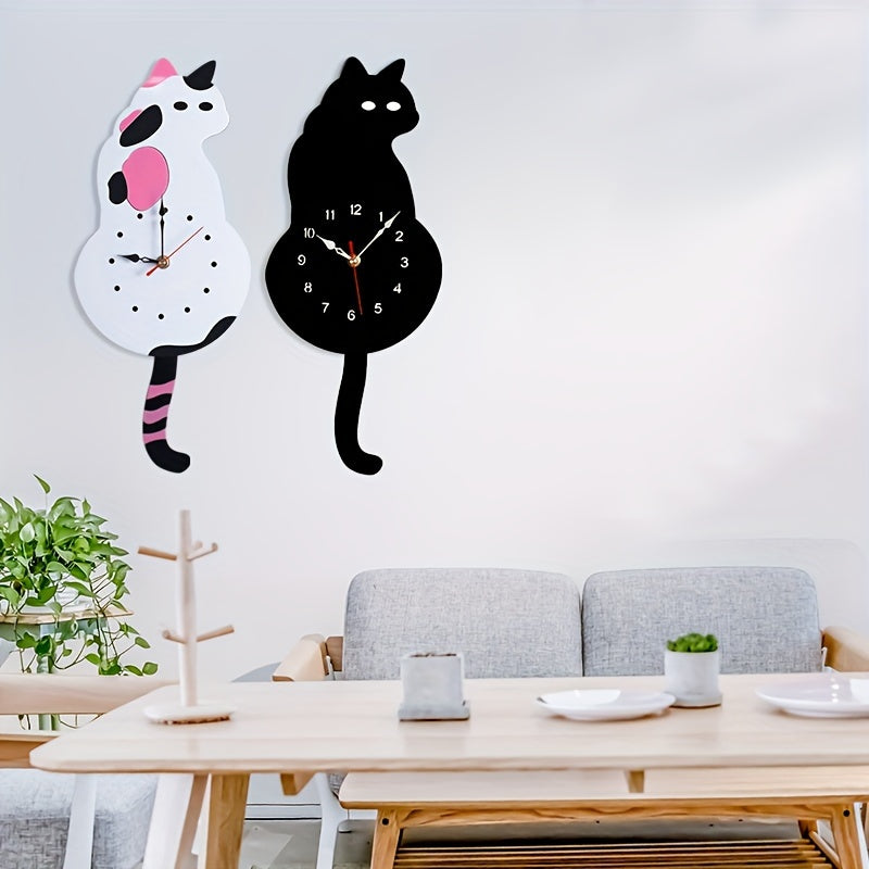 SwingTail Clock - Silent Cat Wall Clock with Swinging Tail