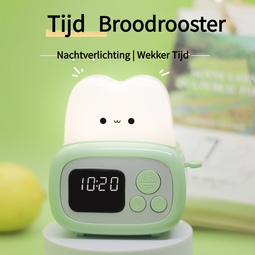 GlowBake Clock - Rechargeable LED Alarm Clock with Bread Design