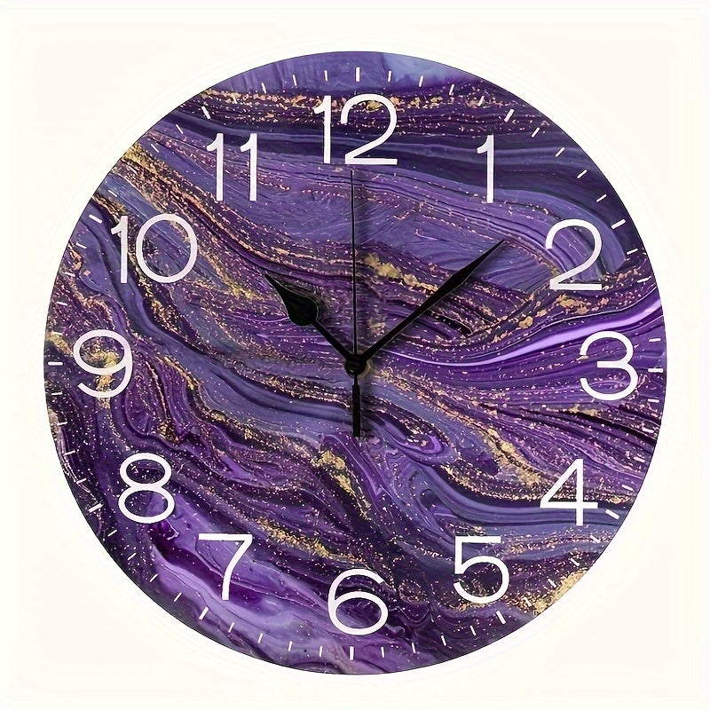VioletGlow Clock - Horloge Murale Abstraite Violette a Accents Dores