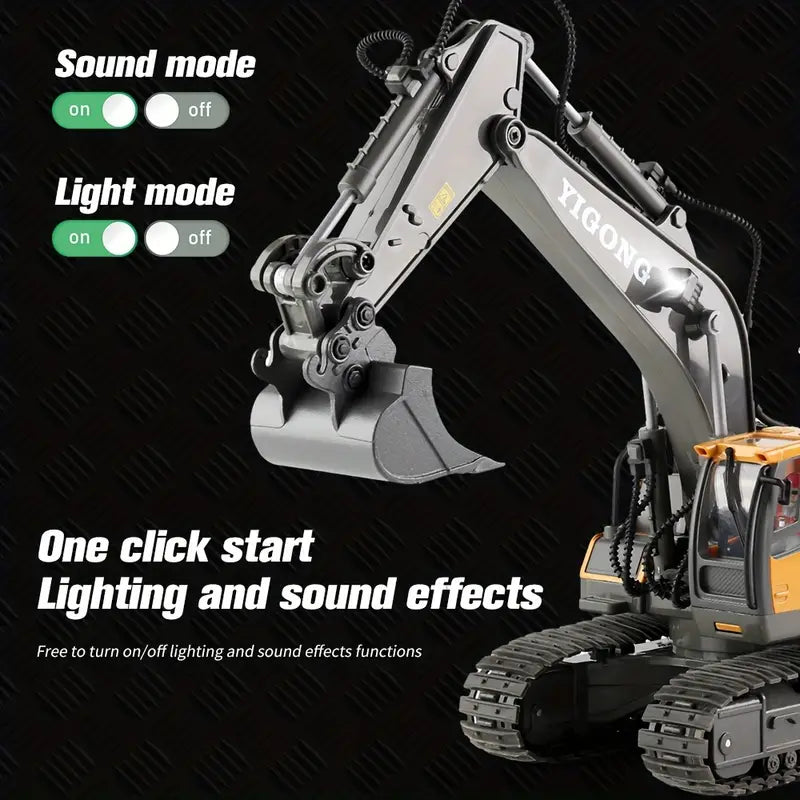 RC Excavator - 11-Function Alloy Construction Toy