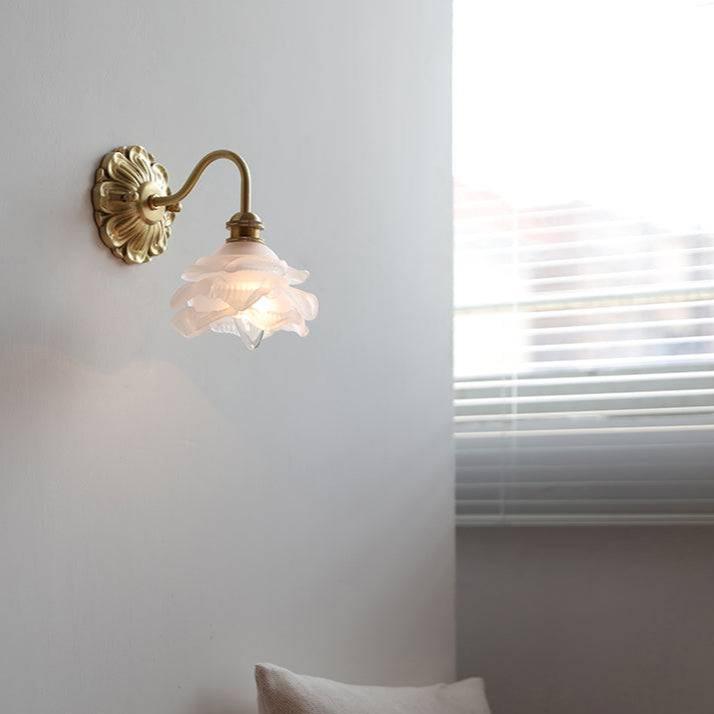 SfeerLuxe - Patinated Glass Wall Sconce with Gooseneck Arm