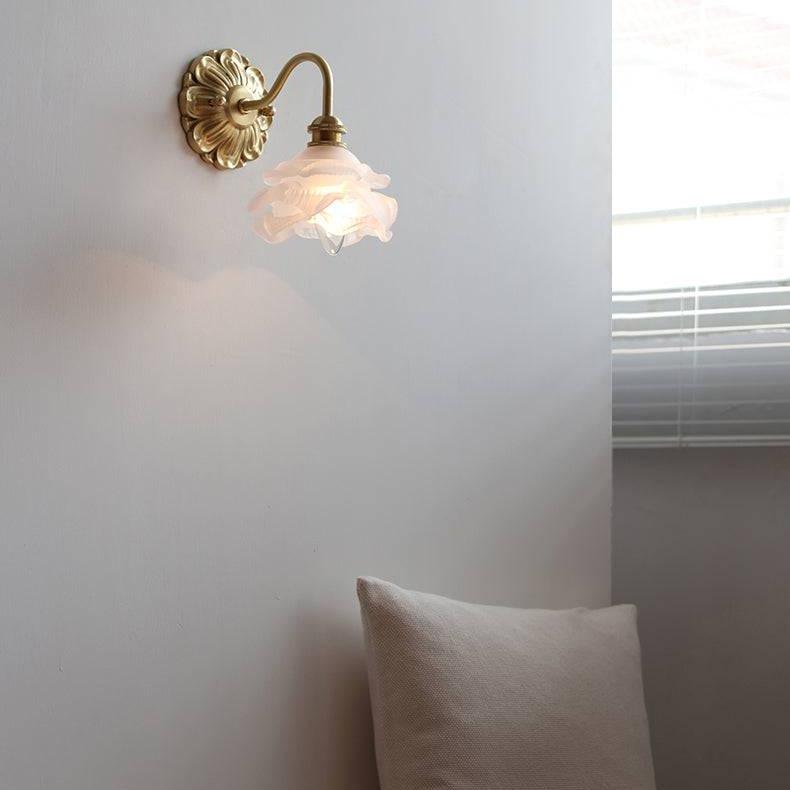 SfeerLuxe - Patinated Glass Wall Sconce with Gooseneck Arm