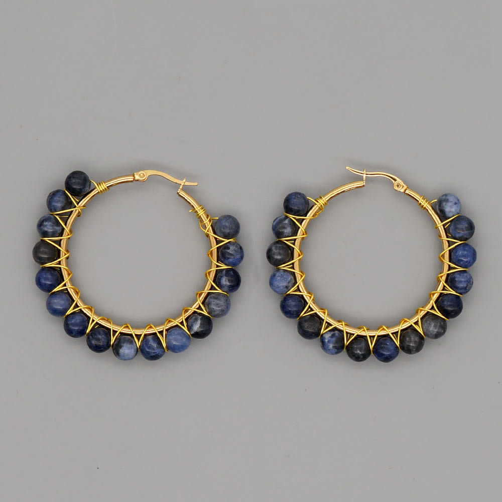 Sanne - Grandes créoles boho en cristaux naturels