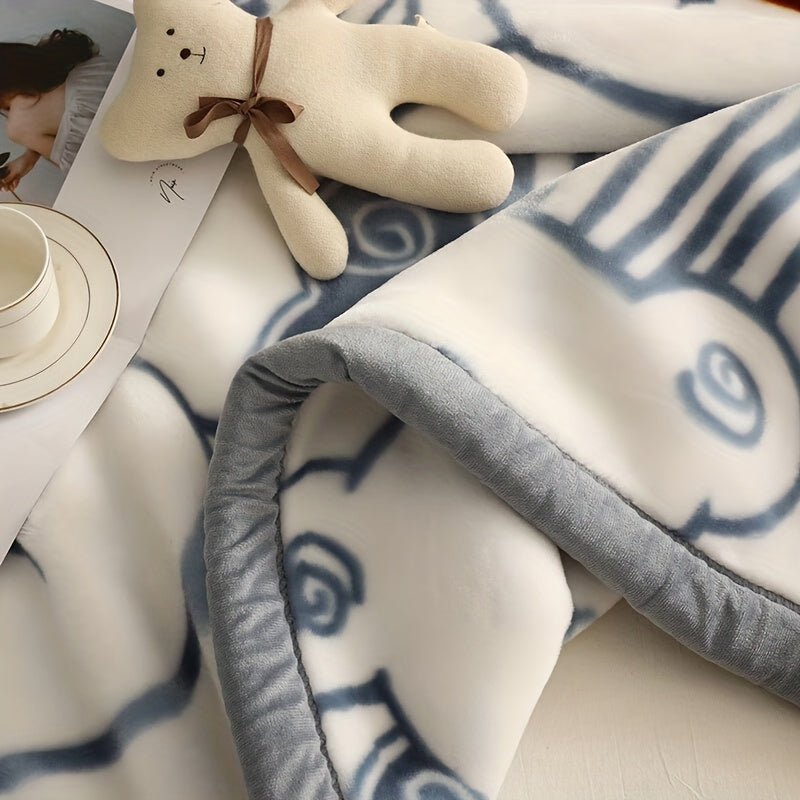 CozyCartoon - Soft Playful Cartoon Print Fleece Blanket