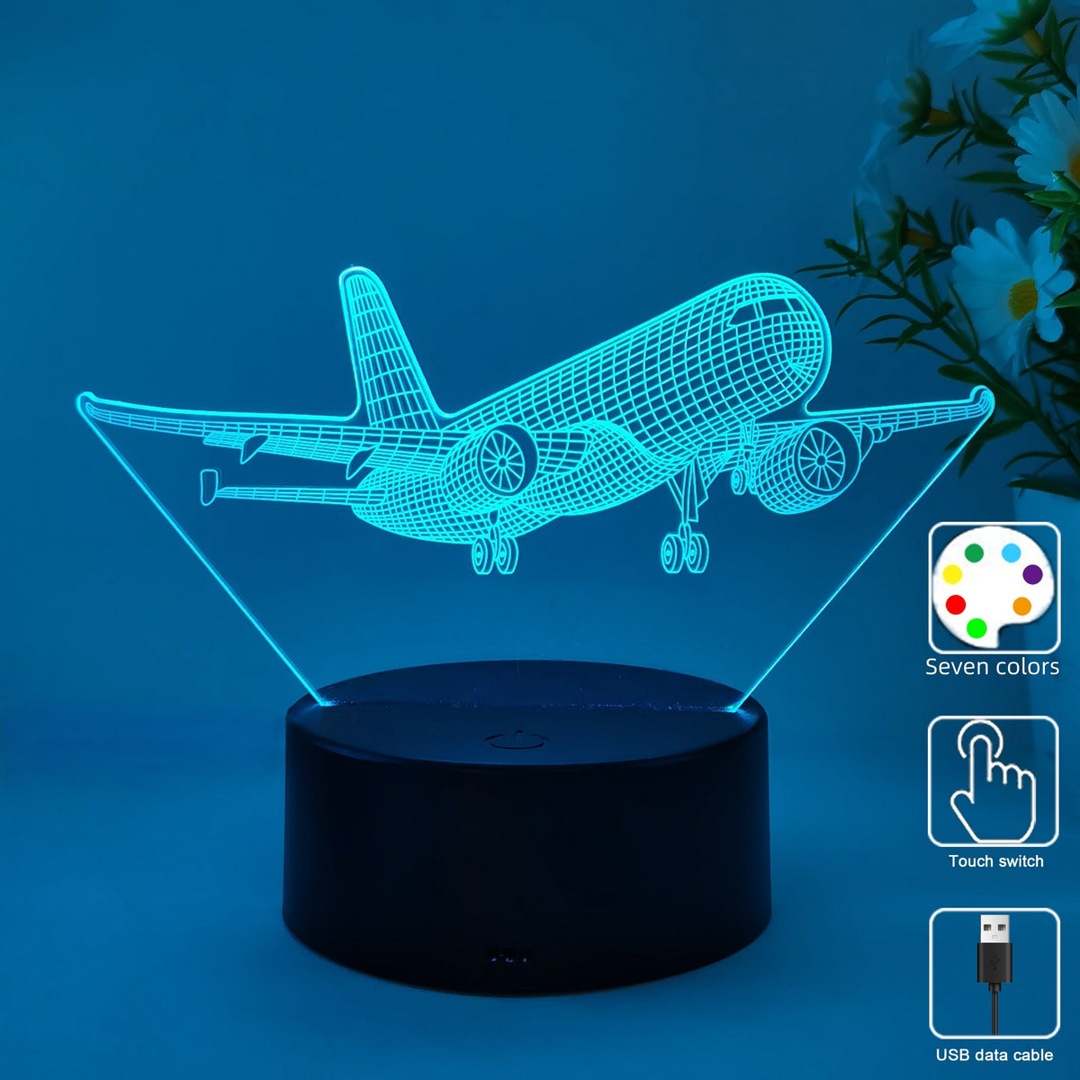 SkyGlow - 3D Airplane LED Night Light with USB Power