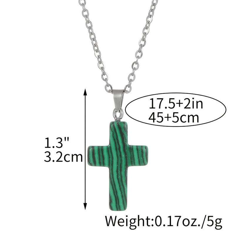 Seraphina - Collier croix en pierres précieuses naturelles