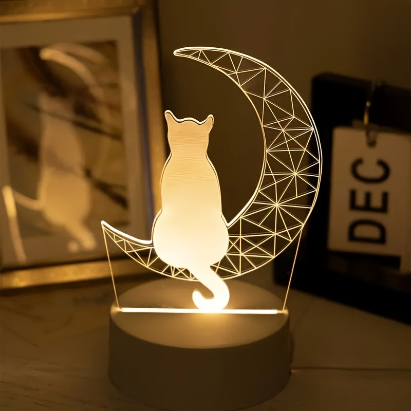MoonGlow Lamp - 3D Cat Table Lamp with USB Lighting