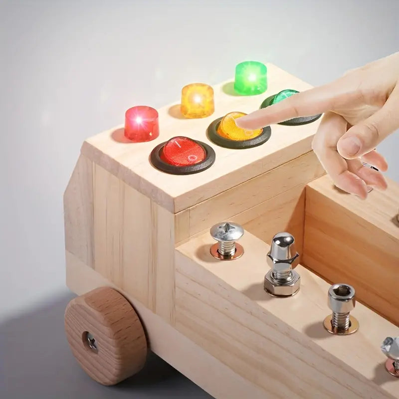 ToggleWood - Montessori Activity Board for Learning and Play with LED Lights