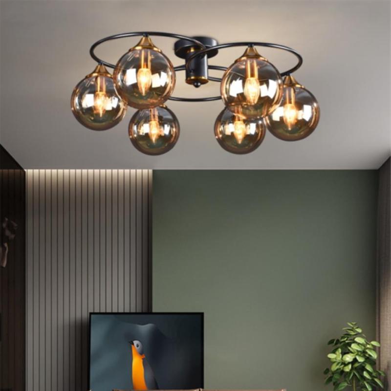 ValentinaLuxe - Elegant Round Smoked Glass Chandelier