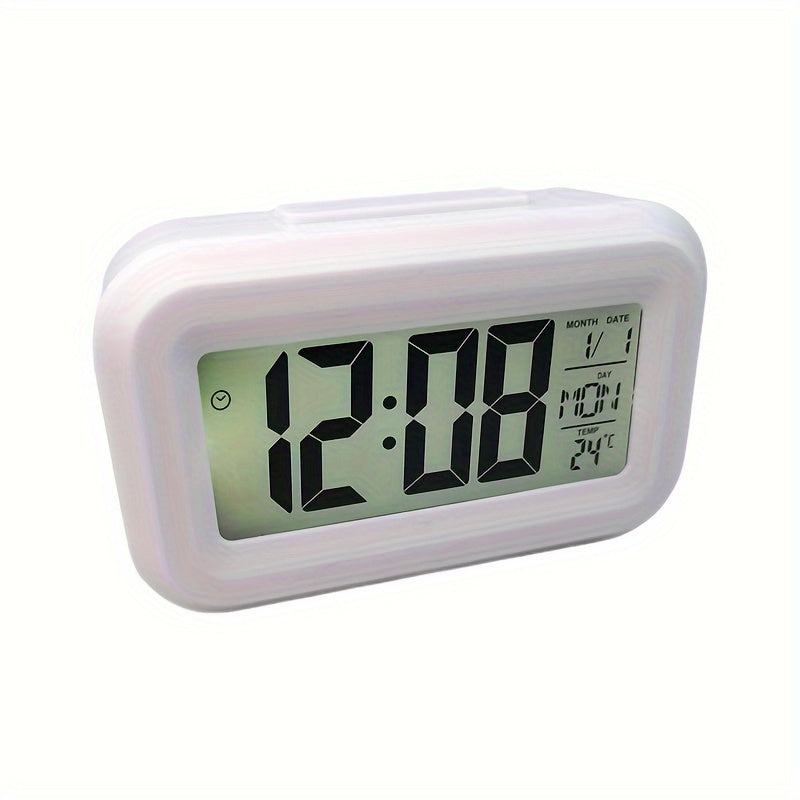SmartAlarm Clock - Compact LCD Alarm Clock with Music Alarm and Temperature